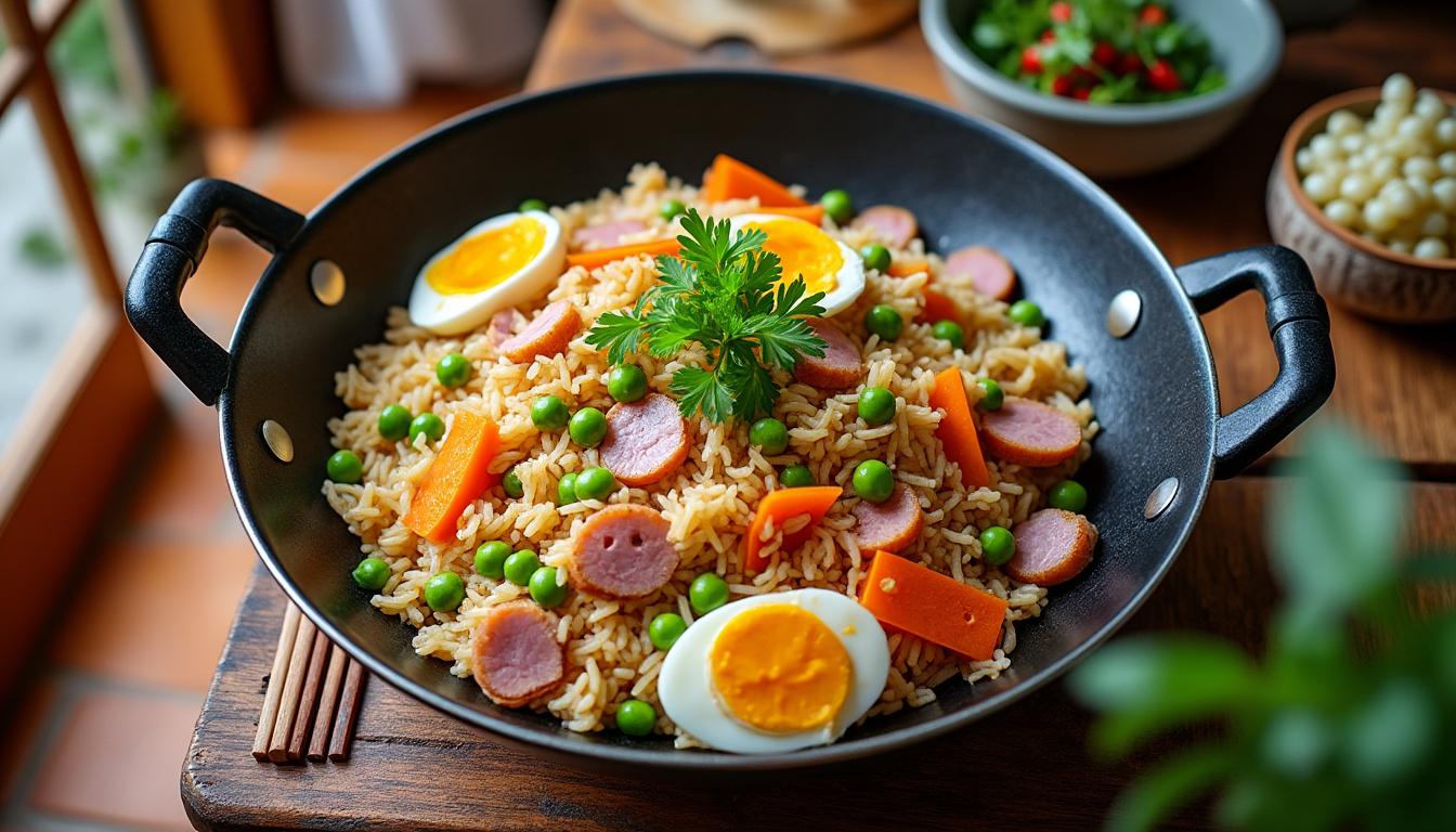découvrez la recette authentique du riz cantonais maison, comme au restaurant chinois, facile à préparer et savoureuse.