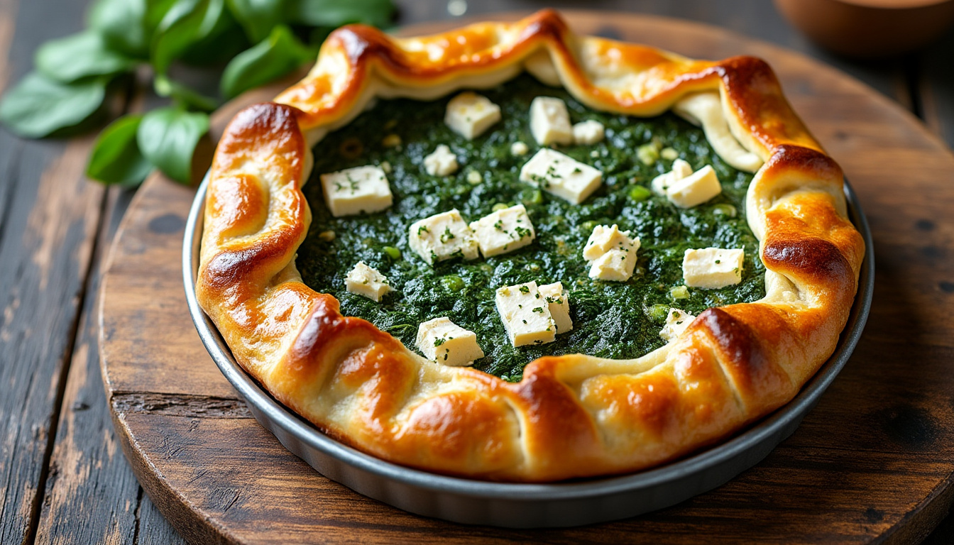 découvrez la recette simplifiée du spanakopita avec cette délicieuse tarte épinards-feta grecque, facile à préparer et pleine de saveurs méditerranéennes.