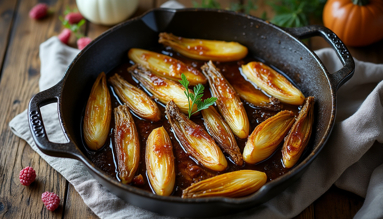 découvrez la recette traditionnelle française des endives braisées, un plat fondant et savoureux parfait pour réchauffer vos repas d'hiver.