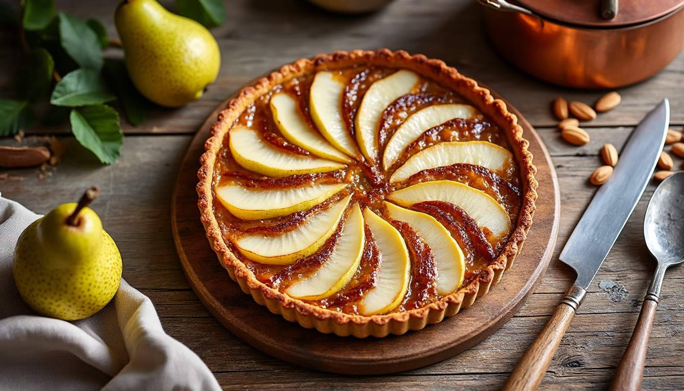 découvrez la recette traditionnelle de la tarte poire amandine, un incontournable des bistrots français, alliant douceur des poires et croustillant de l'amande.